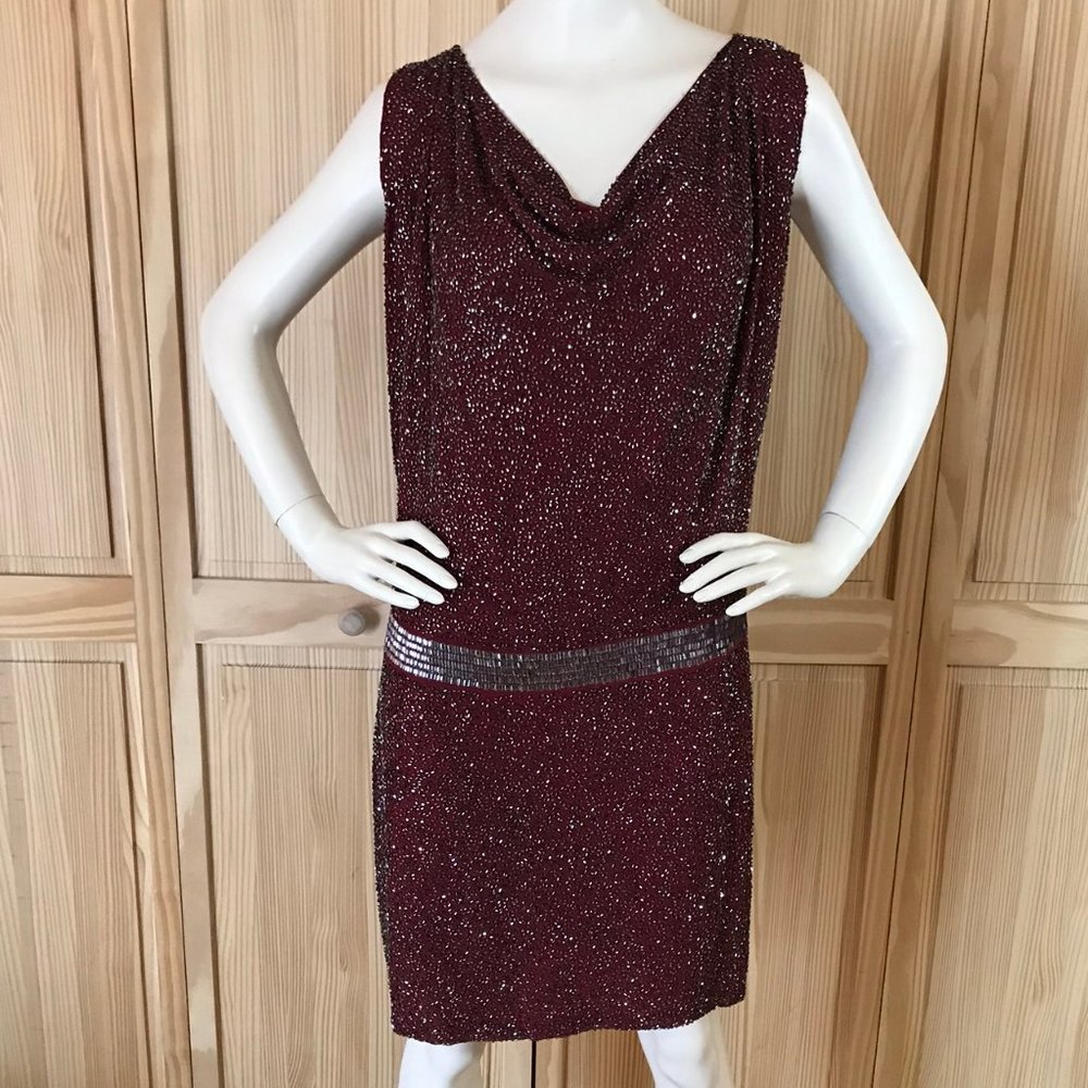 Haute Hippie Cowl Caviar Beaded Dress NWT